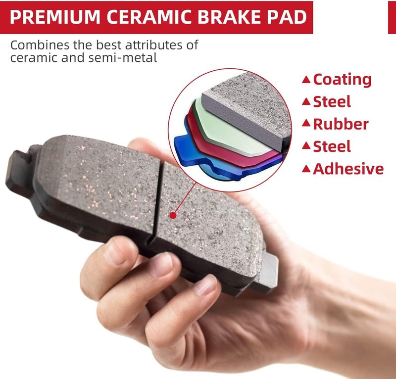 EXPPOWER D536 D787 8pcs Front & Rear Ceramic Brake Pads Kits 2001-2003 For Acura CL, 1999-2004 For Acura RL, 1999-2008 For Acura TL - Image 2